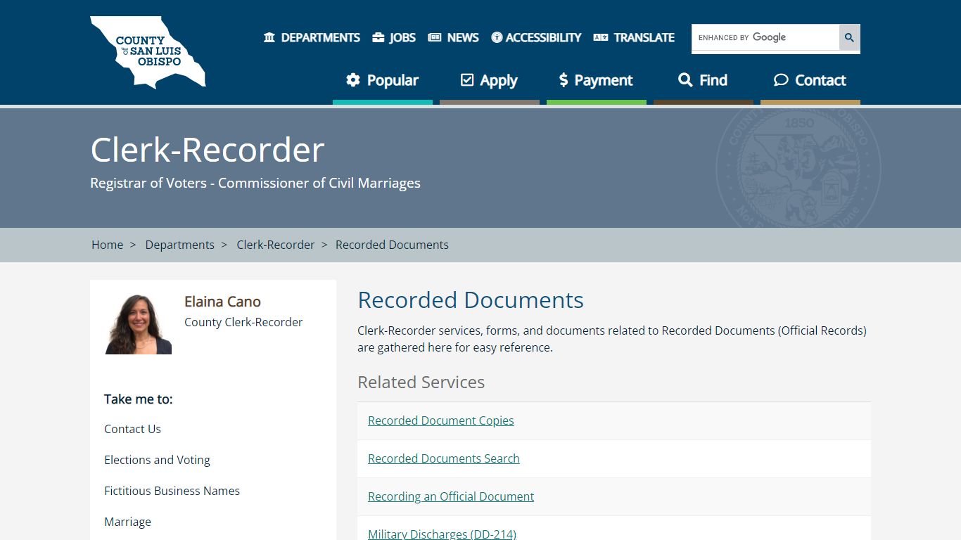 Recorded Documents - County of San Luis Obispo